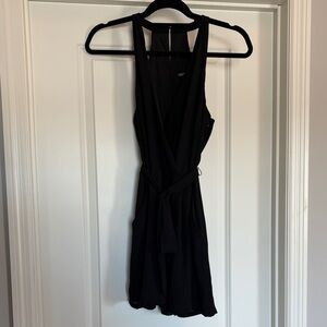 Express Black Sleeveless Romper with Tie Belt